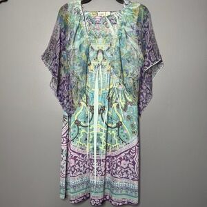 Cato Dress Women L Sheer Floral Flutter Sleeve Ruffle Neck Dark Fairy Whimsigoth